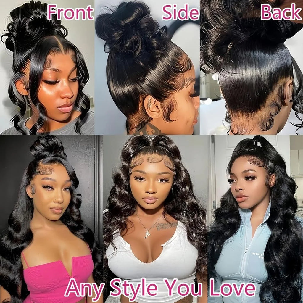 360 Lace Wigs with Drawstring 250% density Body Wave Human Hair wigs Hidden Strap Bone 36inch Lace Frontal Wigs