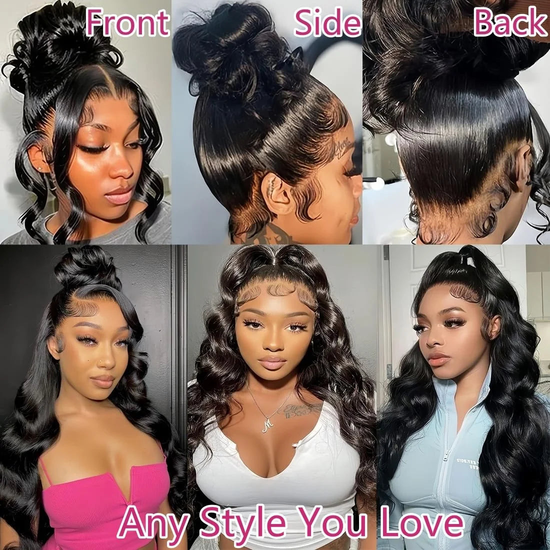 360 Lace Wigs with Drawstring 250% density Body Wave Human Hair wigs Hidden Strap Bone 36inch Lace Frontal Wigs