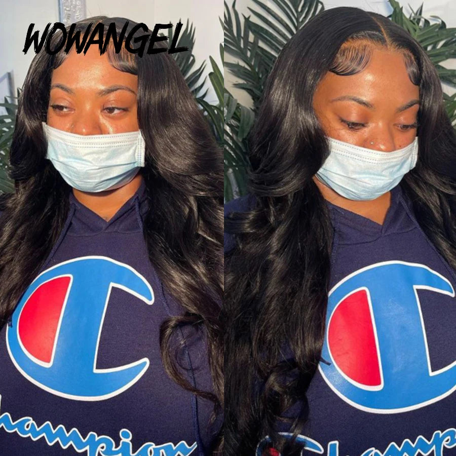 Wow Angel 7x7 HD Lace Closure Wigs 34inch Body Wave Wigs Remy Hair 6x6 HD Lace Closure Human Hair Wigs Pre Plucked Glueless Wigs