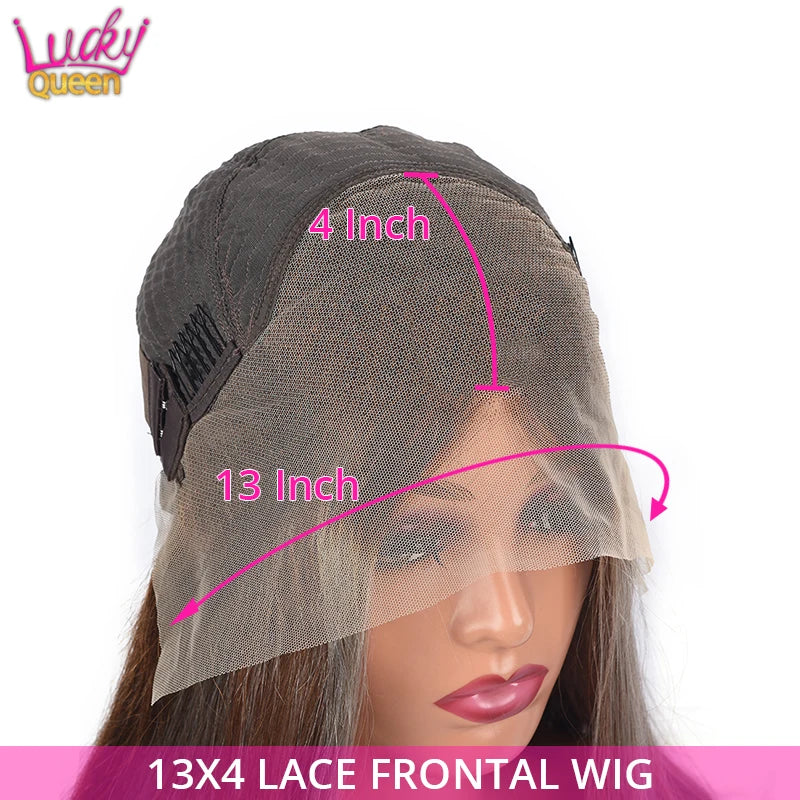 Blonde Highlight Brown With Bangs 7X5 Glueless 180 Density Human Hair 13X6 Transparent Lace Pre Plucked Lace Frontal For Women