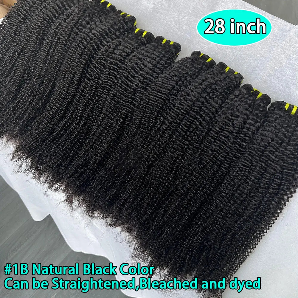Raw Afro Kinky Curly Human Hair Bundles #1B Natural Black Virgin Curly 100% Soft Human Hair Weave Bundle Hair Extension Weft