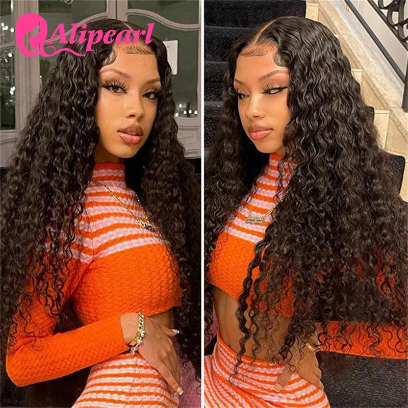 AliPearl Hair Real HD Lace Front Human Hair Wigs Pre Plucked Water Wave 5x5 HD Transparent Lace Wigs Peruvian Hair For Woman