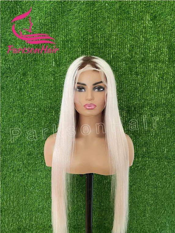 Blonde Colored Human Hair Wig 13x6 13x4 Transparent Lace Front Wig For Women PrePlucked Blonde Human Hair Wig With Dark Root