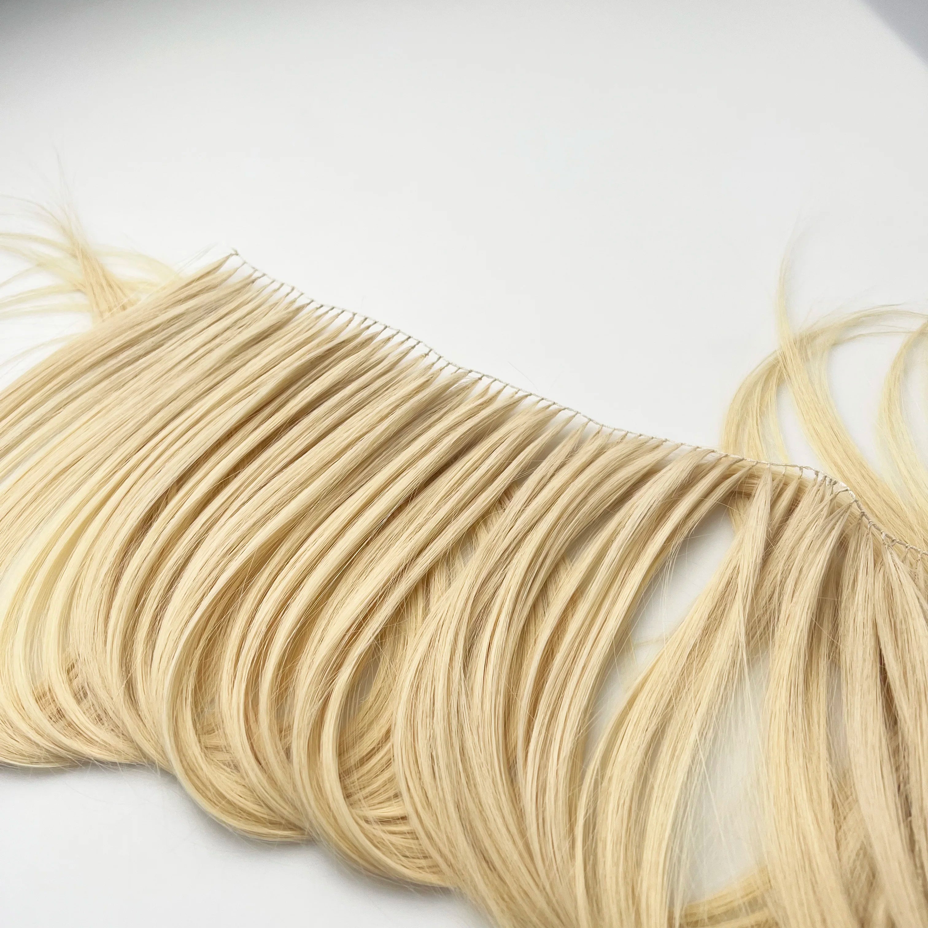 Kiikiigirl Invisible Feather Hair Extensions Feather Weft Hair Bundles Straight Blonde Human  Hair Weft 45cm 100strands