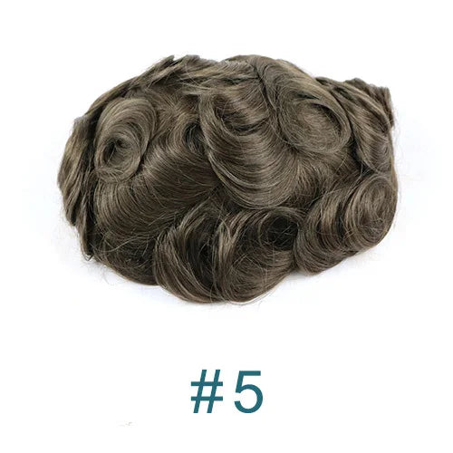 80%Density Old Man 1B80 Blonde Undetectable 0.02mm Ultra Thin Skin Vloop Men's Toupee Natural Hairline Microskin Hair System