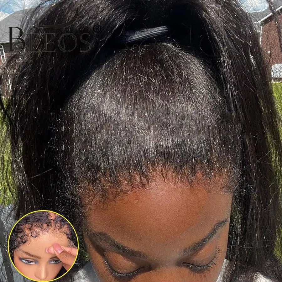 Glueless Curly Baby Hair 13*4 Real HD Lace Frontal Wig Kinky Edge Kinky Straight 5*5 HD Tranparent Lace Closure Human Hair Wigs