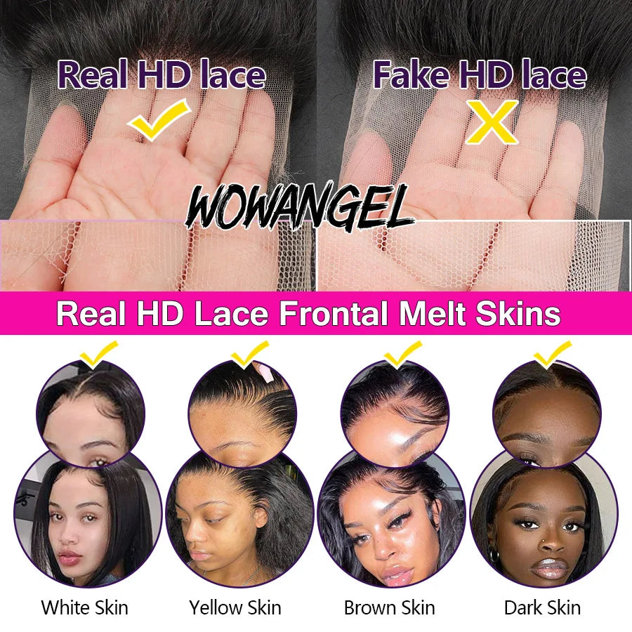 Wow Angel 250% Ombre Highlight Wig 13x6 HD Lace Front Wig Deep Part Body Wave Human Hair Wig Melt Skins Natural Scalp For Woman