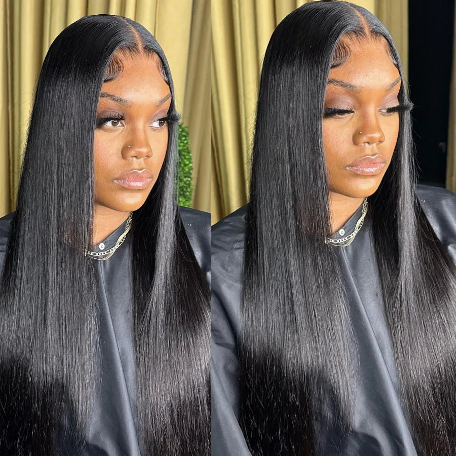 Wow Angel 2x6 HD Lace Closure with Bundles Human Hair Deep Parting Melt Skins 30 32inch Brazilian Straight Hair Extensions