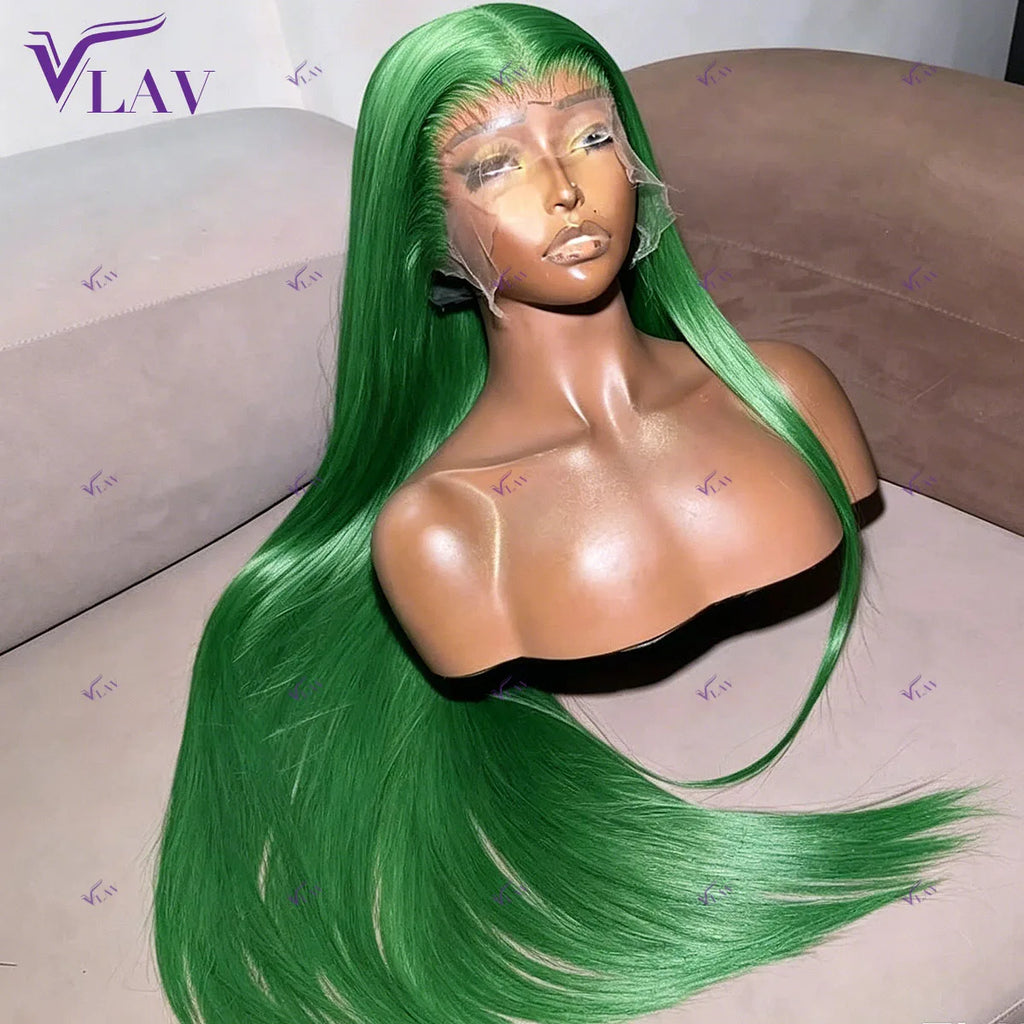 Green Color Silky Straight 13×4/13×6/360 HD Transparent Lace Frontal Wigs Preplucked For Women Glueless Wigs Human Hair