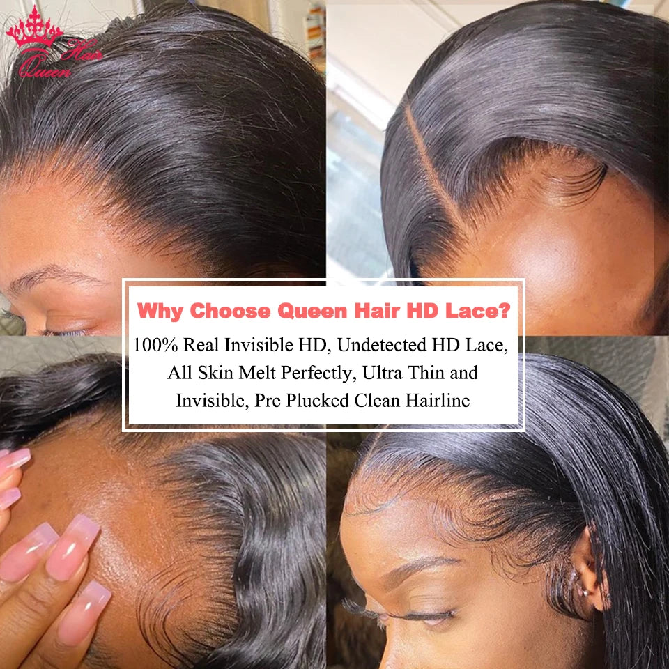 Queen Hair Bone Straight Real HD Lace Double Drawn FULL END Vietnamese Raw Hair Straight Pre Plucked Frontal Closure Wig