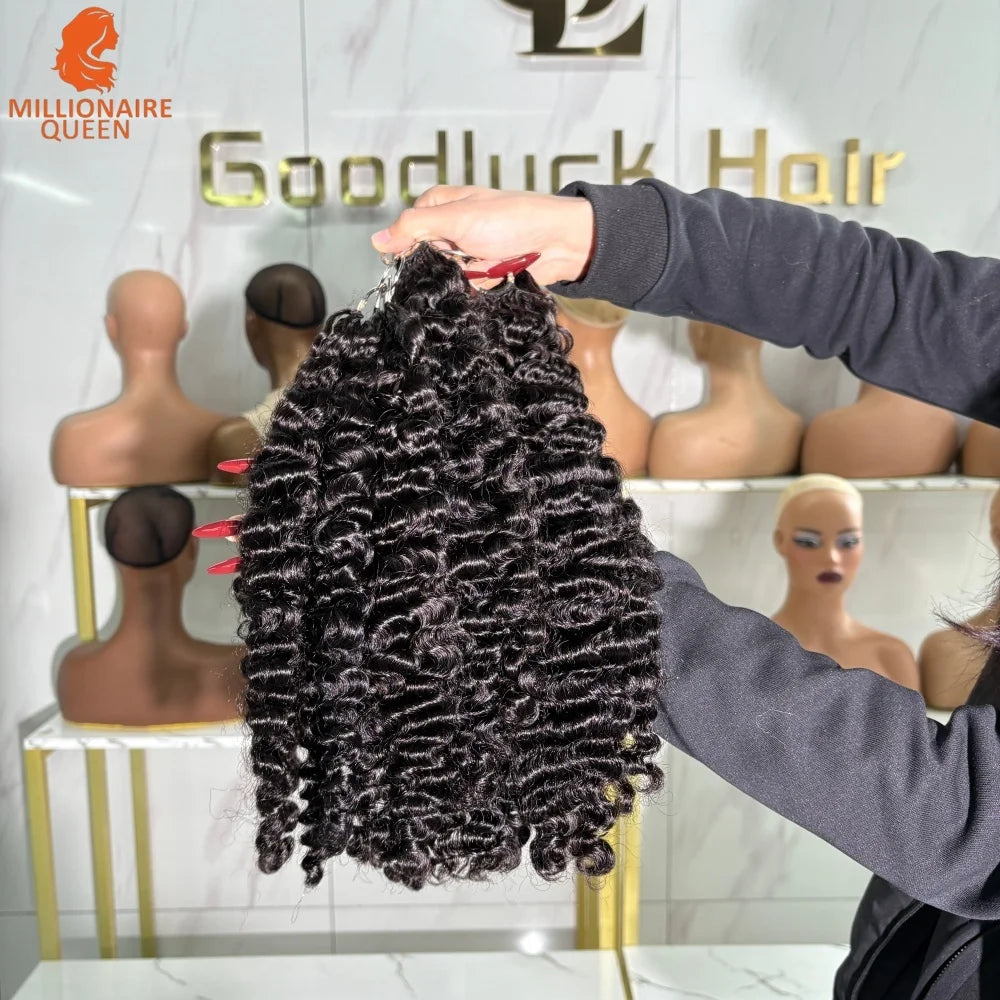 Millionaire Queen 15A Crochet Feather Human Hair Burmese Curly Pre-Separated Crochet Hair Extensions On Sale 100% Human Hair