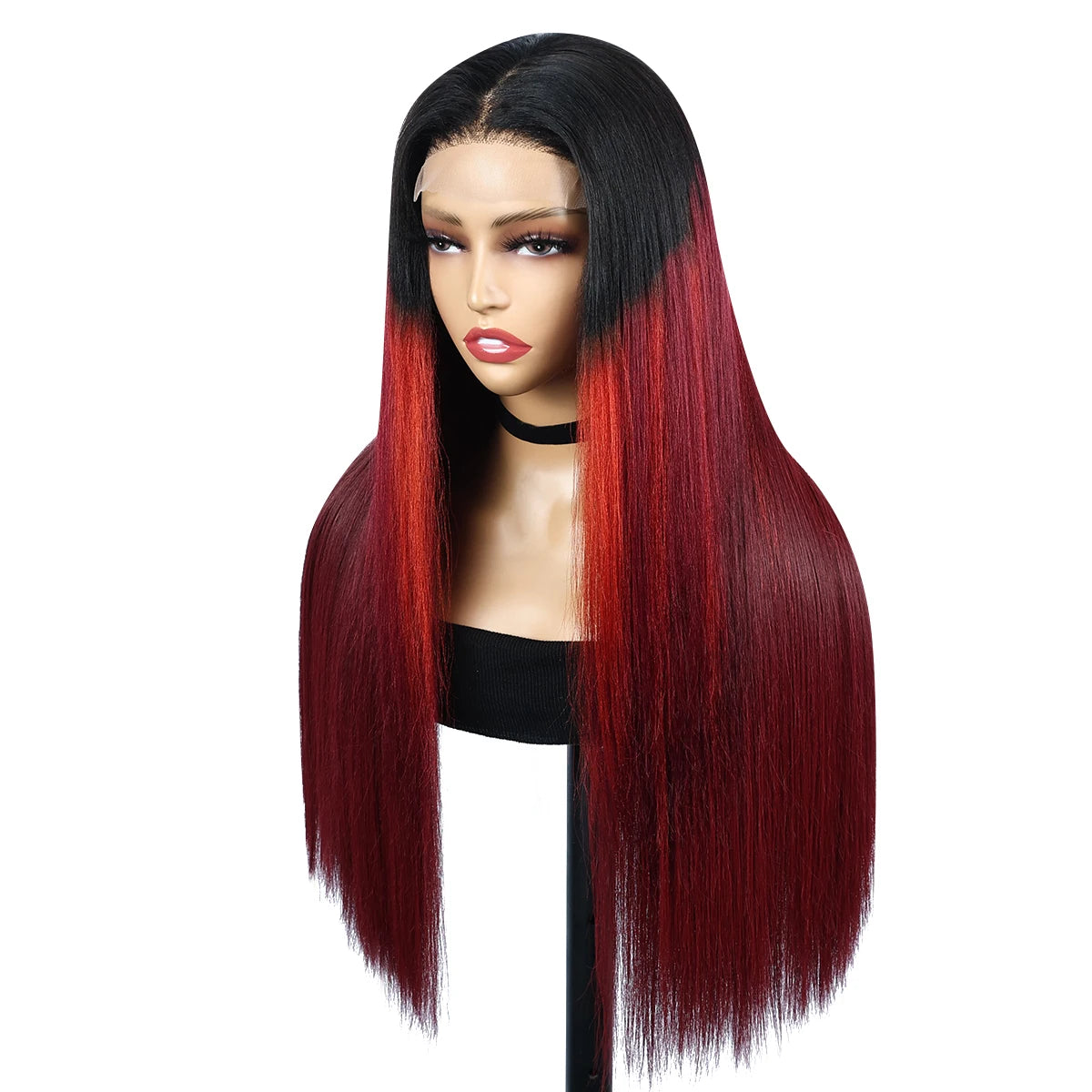 TB/118R Yaki Straight Lace Front Human Hair Wigs For Women High Density 5x5 Lace Front Wig Mixed Synthetic Human Hair Wig Sophie