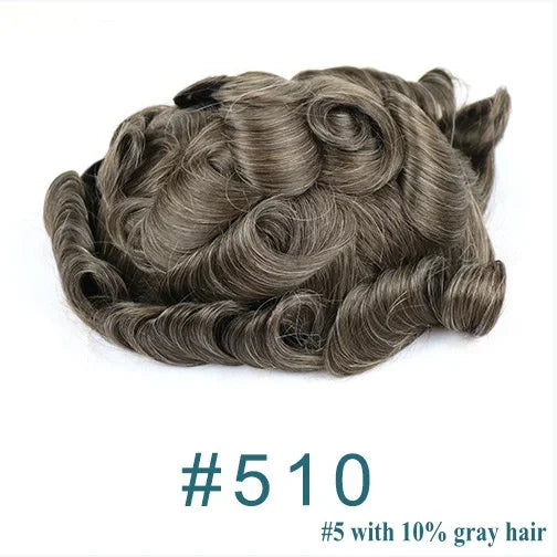 Natural Hairline 0.02mm Super Thin Skin 80-90%Density Invisible Men Toupee Light Brown Grey 1B80 Human Hair Capillary Prosthesis