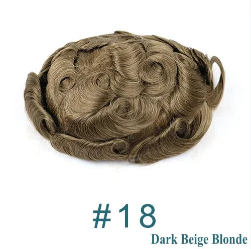 Natural Hairline 0.02mm Super Thin Skin 80-90%Density Invisible Men Toupee Light Brown Grey 1B80 Human Hair Capillary Prosthesis