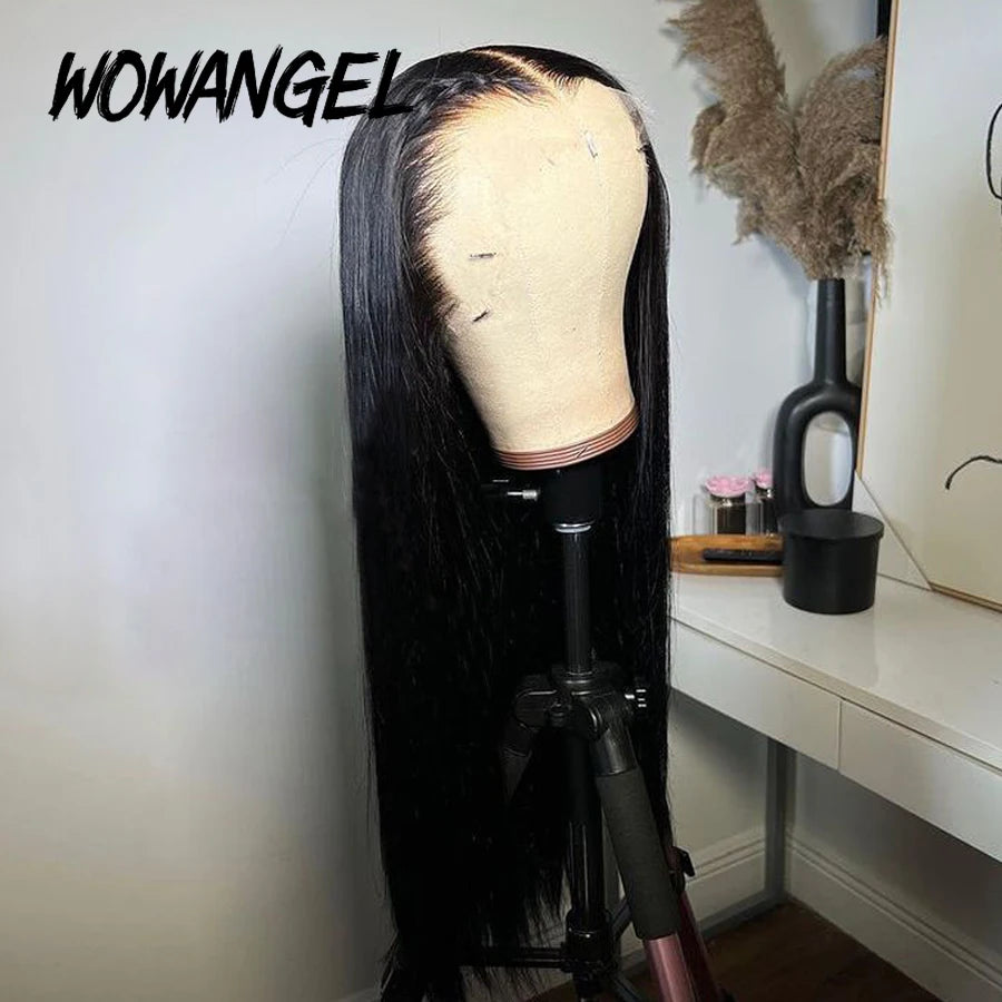 WOWANGEL HD Lace Frontal Wigs 13x4 Lace Frontal Human Hair Wig Melt Skins 250% Full Frontal Wigs Silky Straight Wigs For Woman