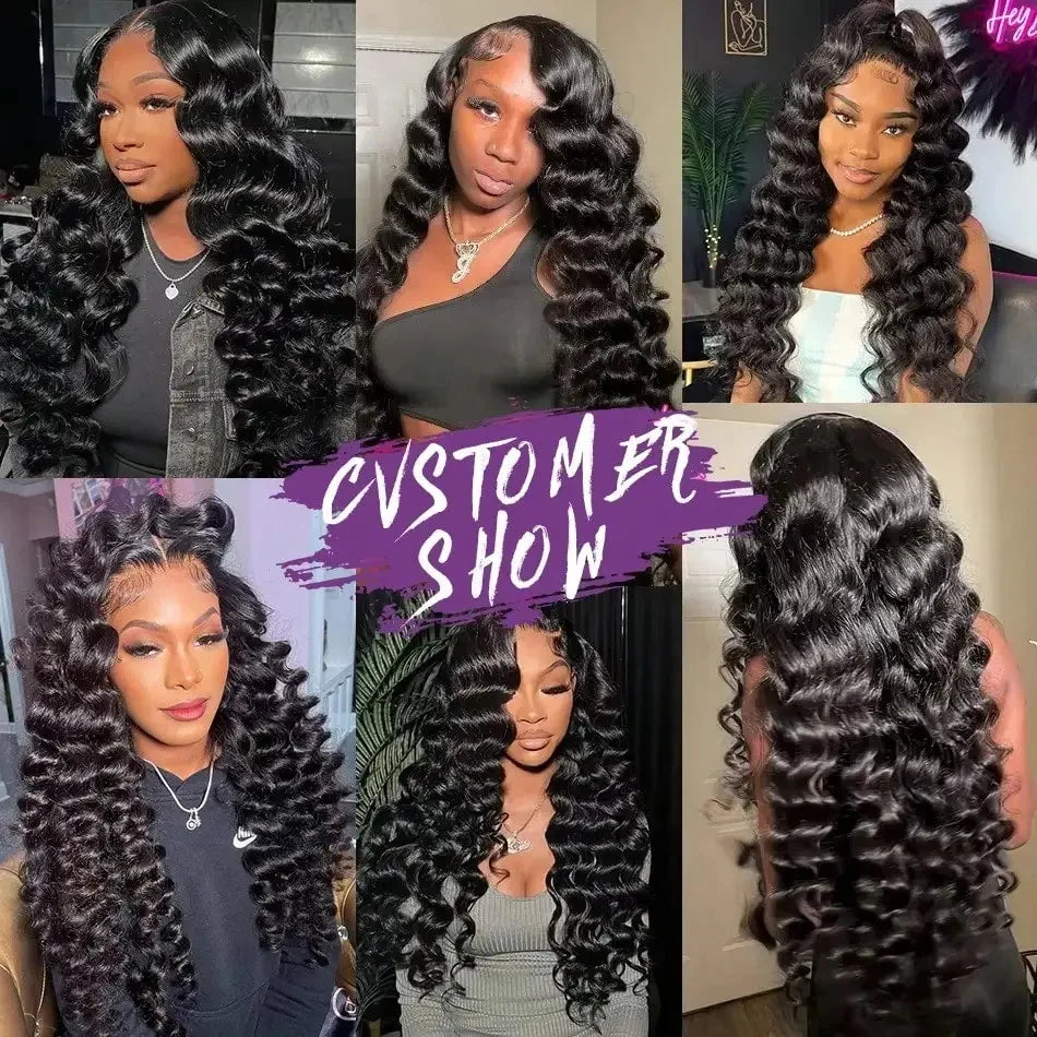 100% Human Hair Brazilian Deep Wave 300% Density 40 Inch Wigs Loose Water Wave Lace Front Wig 4x4 13x6 HD Lace Human Hair Wig