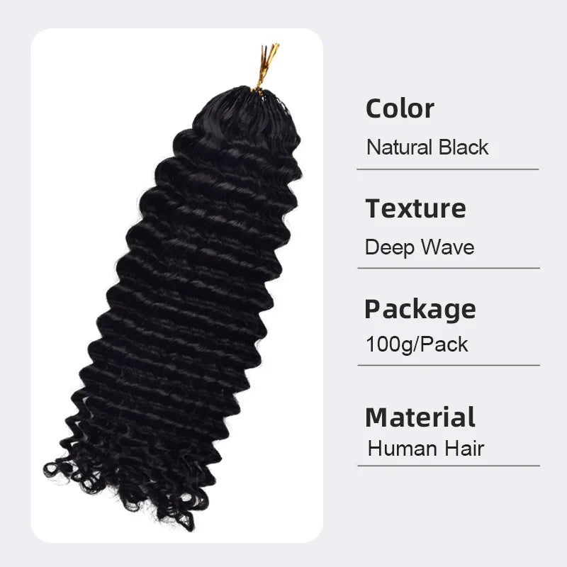 High Quality Human Hair Deep Wave Knotless Pre-Separated Braiding Crochet Hair Extensions 100g 14-26''Brazilian Virgin Remy Hair