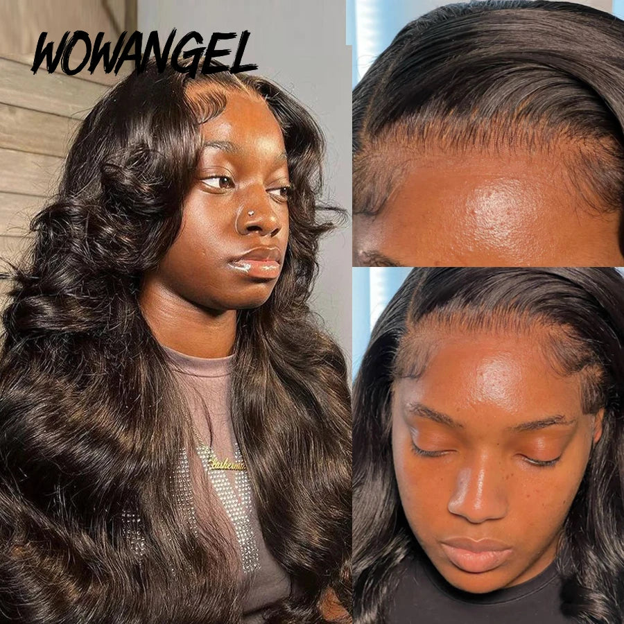 Wow Angel 7x7 HD Lace Closure Wigs 34inch Body Wave Wigs Remy Hair 6x6 HD Lace Closure Human Hair Wigs Pre Plucked Glueless Wigs