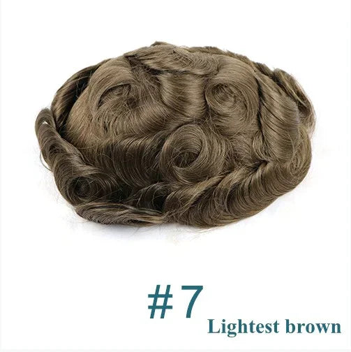 Natural Hairline 0.02mm Super Thin Skin 80-90%Density Invisible Men Toupee Light Brown Grey 1B80 Human Hair Capillary Prosthesis