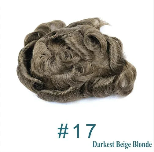 Natural Hairline 0.02mm Super Thin Skin 80-90%Density Invisible Men Toupee Light Brown Grey 1B80 Human Hair Capillary Prosthesis