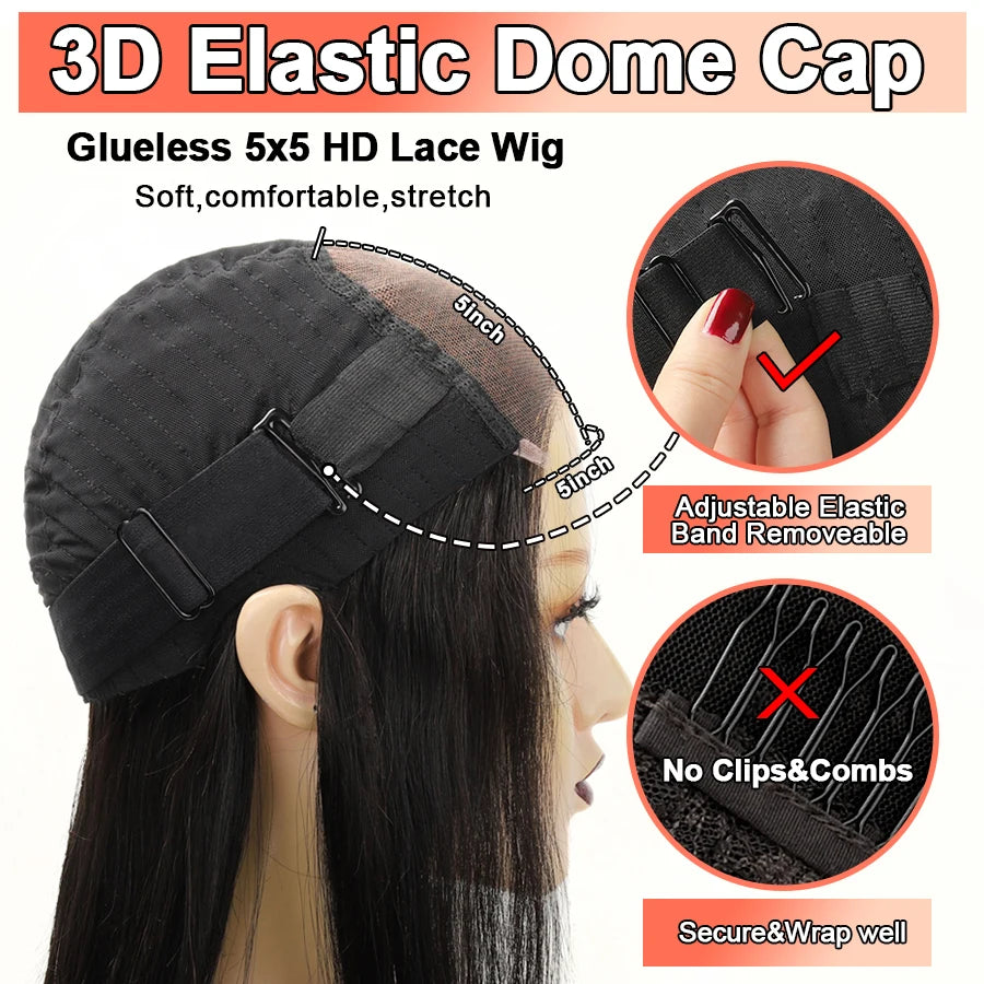 Glueless Curly Baby Hair 13*4 Real HD Lace Frontal Wig Kinky Edge Kinky Straight 5*5 HD Tranparent Lace Closure Human Hair Wigs