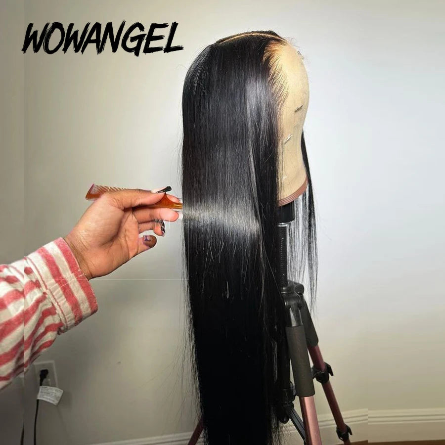 WOWANGEL HD Lace Frontal Wigs 13x4 Lace Frontal Human Hair Wig Melt Skins 250% Full Frontal Wigs Silky Straight Wigs For Woman