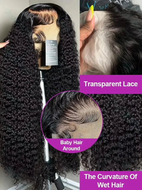 100% Human Hair 300% Density 40 Inch Wigs Kinky Curly Jerry Curly Human Hair Wig 13x4 13x6 HD Lace Frontal Wig 4x4 360 Brazilian