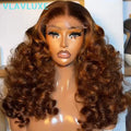 Bouncy Curly Glueless Honey Brown Wigs 13x6 HD Transparent Lace Frontal 300/400 Density Wigs 16-36 Inch Pre Plucked Wear And Go
