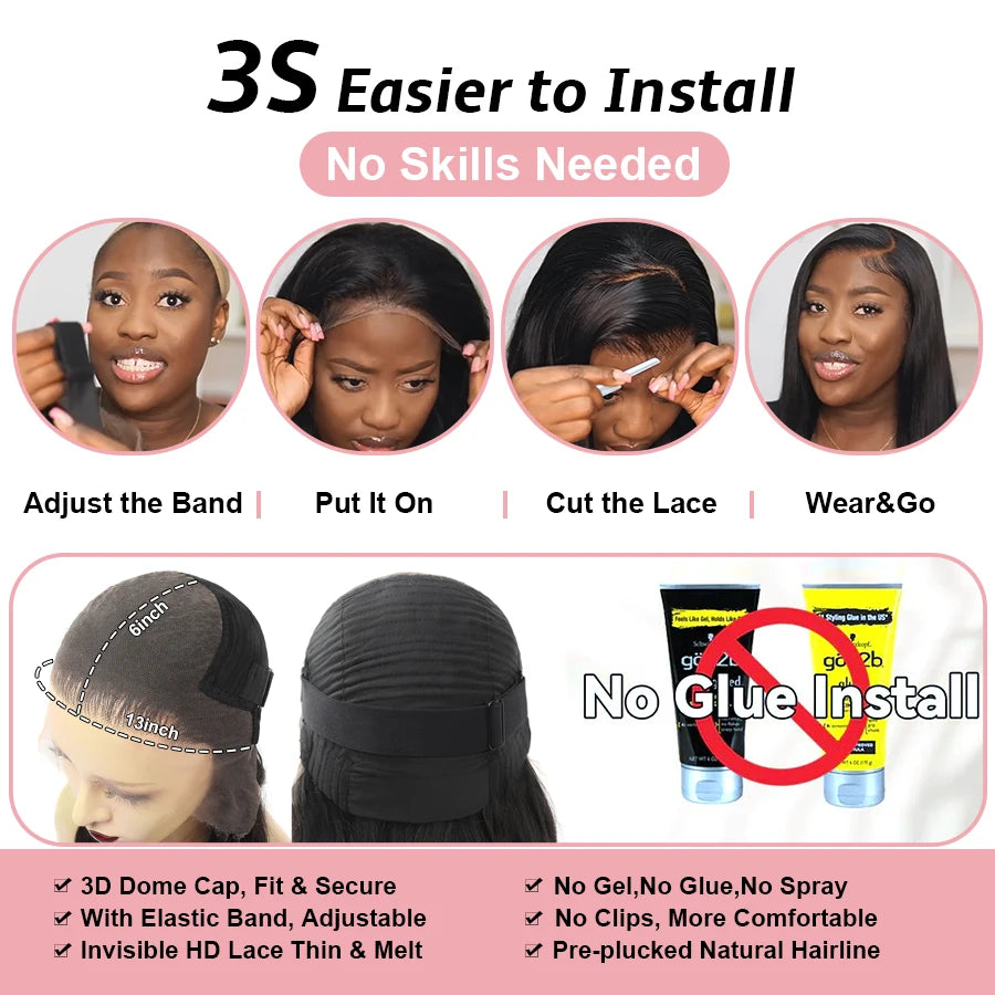 250% Real HD Lace Closure Wig 7X7/6X6/5X5 Closure Wig Pre Plucked Glueless 100% Human Hair Bone Straight Natural Wig For Woman