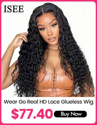ISEE 360 Kinky Curly Wear Go Glueless Wig With Invisi Draw-strings Pre-Cut Lace Wear Go Wigs Pre-Bleached Knots  Human Hair Wig