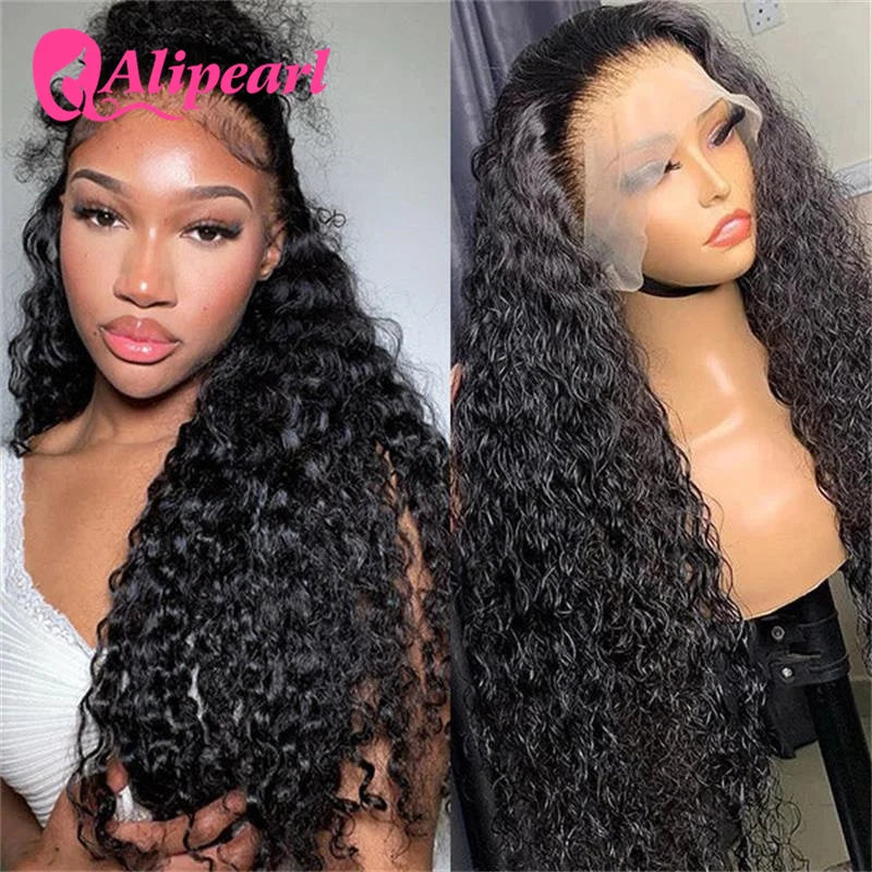AliPearl Hair Real HD Lace Front Human Hair Wigs Pre Plucked Water Wave 5x5 HD Transparent Lace Wigs Peruvian Hair For Woman