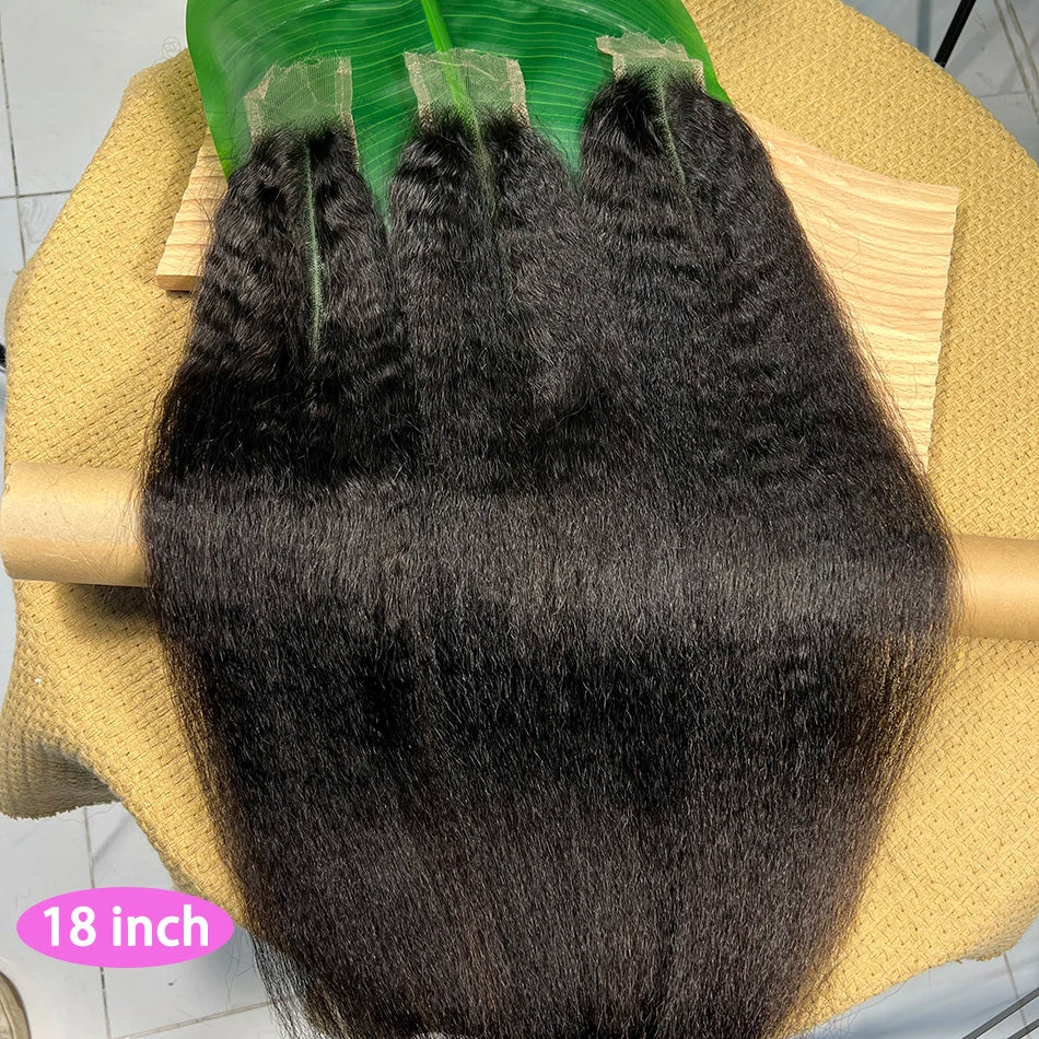 2x6 HD Lace Closure Kinky Straight Human Hair Preplucked Bleached Knots Invisible Lace Natural Color 100% Unprocessed Raw Hair