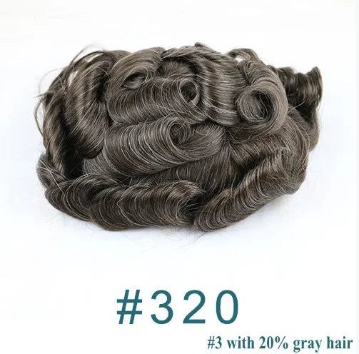Natural Hairline 0.02mm Super Thin Skin 80-90%Density Invisible Men Toupee Light Brown Grey 1B80 Human Hair Capillary Prosthesis