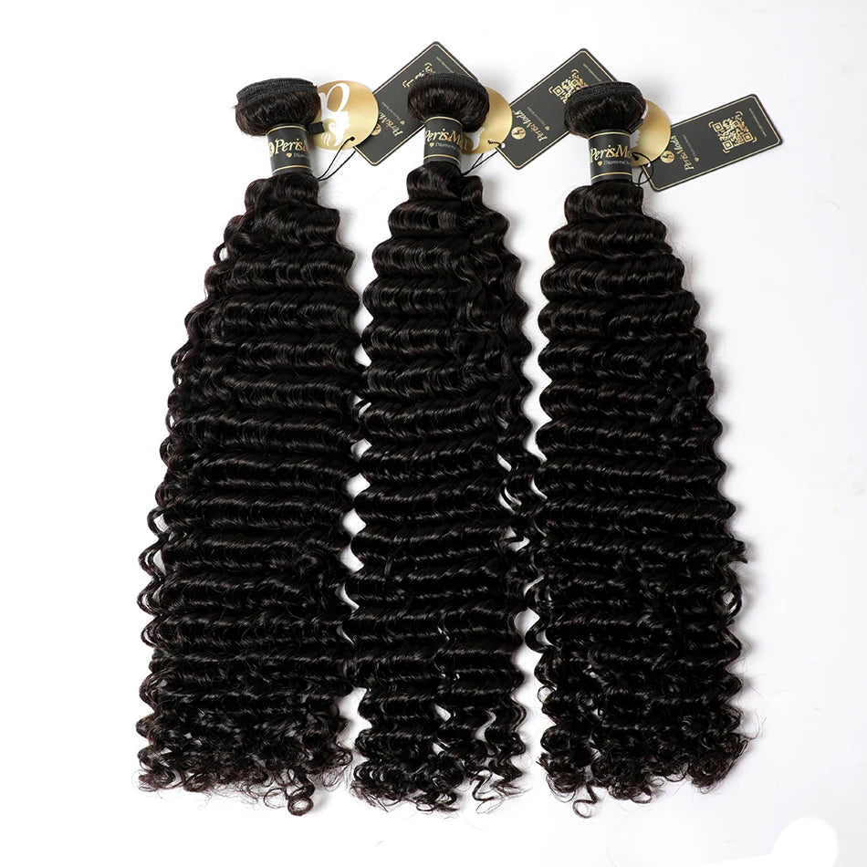 15A Deep Wave Bundles Human Hair Brazilian Weaving 100% Virgin Human Hair Extensions 1/3/4 Bundles Deal Curly Human Hair Bundles