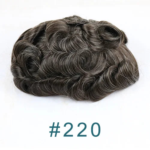 80%Density Old Man 1B80 Blonde Undetectable 0.02mm Ultra Thin Skin Vloop Men's Toupee Natural Hairline Microskin Hair System