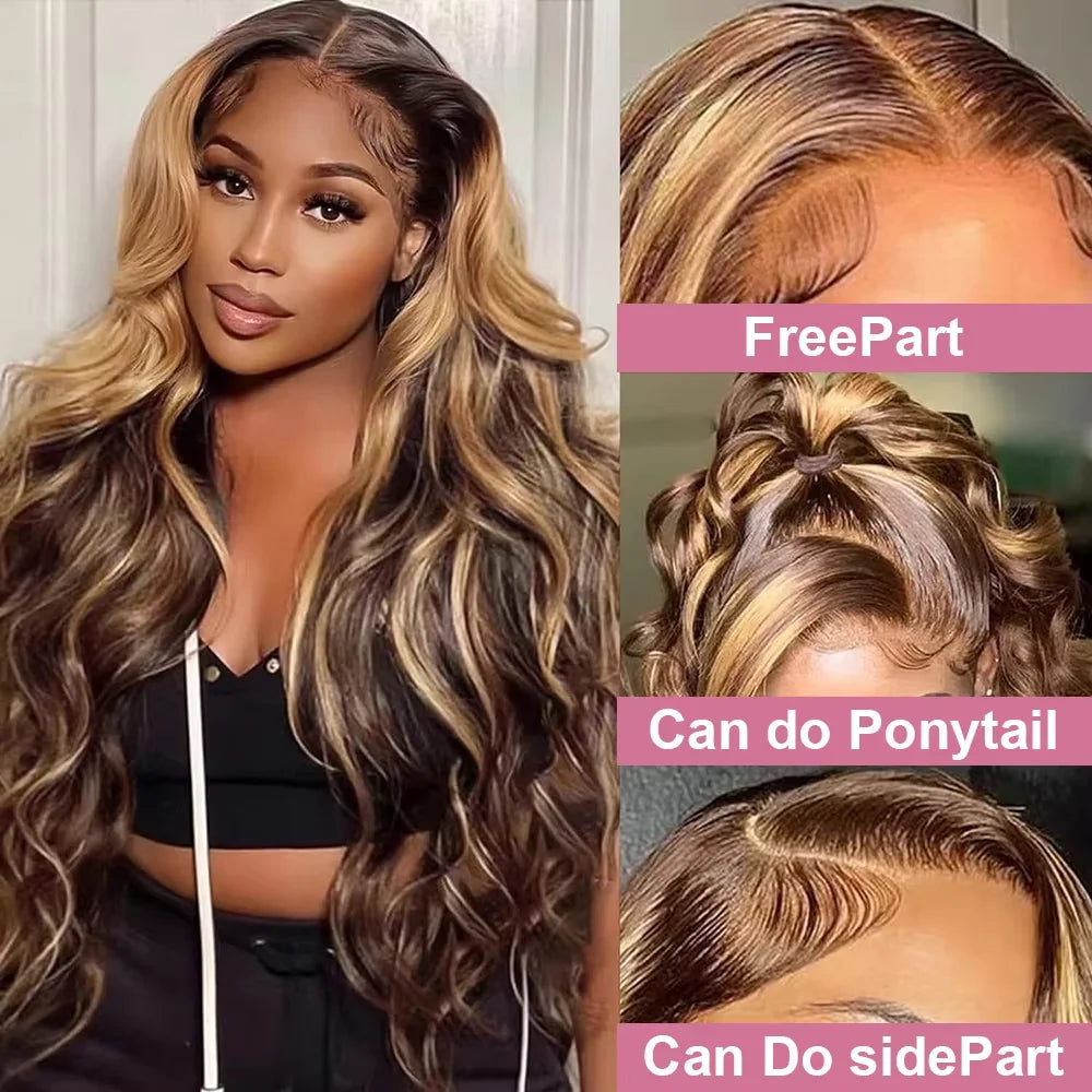 Highlight Wigs Human Hair 13x6 Body Wave Hd Lace Frontal Wig Human Hair Colored 13x4 Lace Front Human Hair Wig Ombre Honey Blond