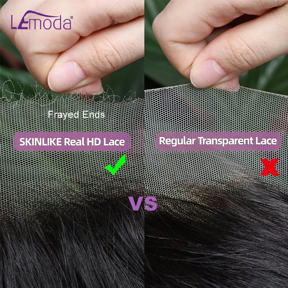 34 Inches 13x6 HD Lace Frontal Wig Body Wave Wigs 250 Density Preplucked Virgin Human Hair SKINLIKE Real HD Lace Wig Lemoda Hair