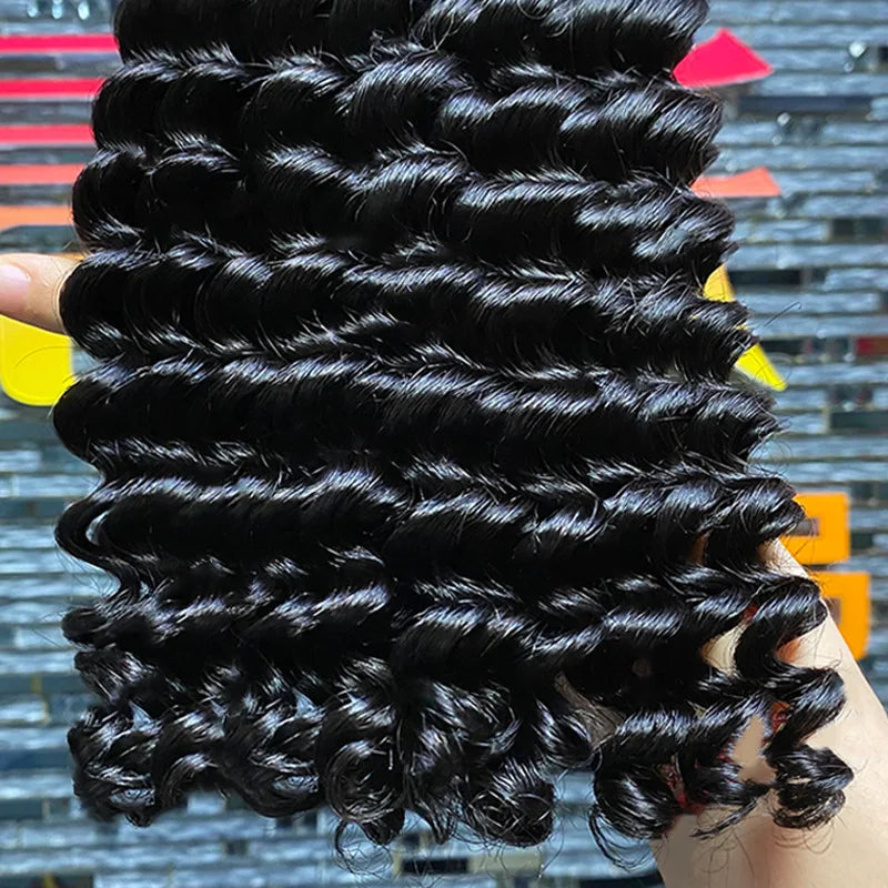 High Quality Human Hair Deep Wave Knotless Pre-Separated Braiding Crochet Hair Extensions 100g 14-26''Brazilian Virgin Remy Hair