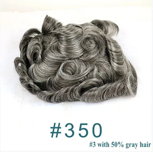 Natural Hairline 0.02mm Super Thin Skin 80-90%Density Invisible Men Toupee Light Brown Grey 1B80 Human Hair Capillary Prosthesis