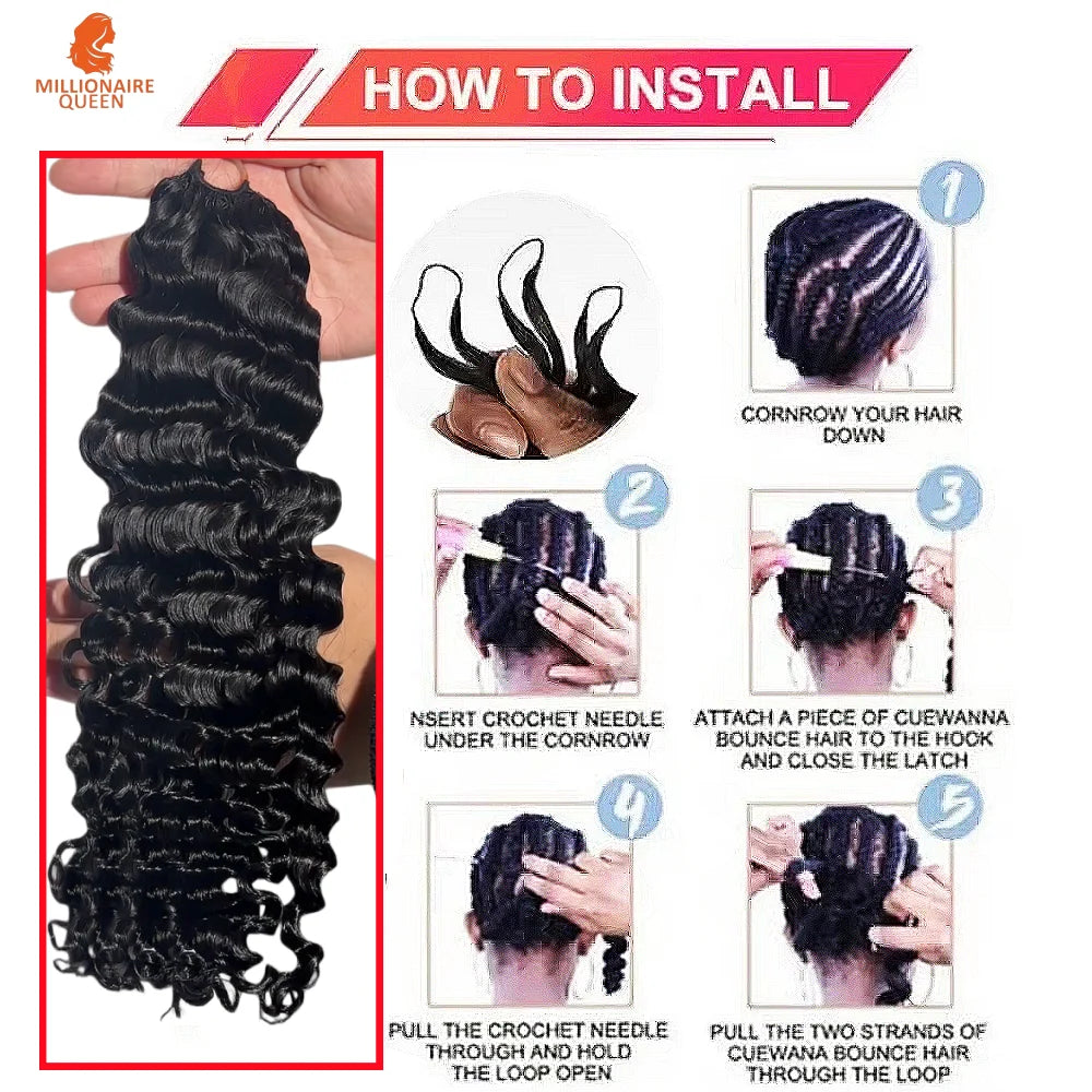 Millionaire Queen 15A Crochet Feather Human Hair Burmese Curly Pre-Separated Crochet Hair Extensions On Sale 100% Human Hair