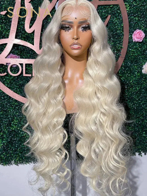 #60 Color Platinum Ash Blonde Lace Front Wigs Human Hair White 13X6 HD Transparent Lace Frontal Wig For Women Pre Plucked