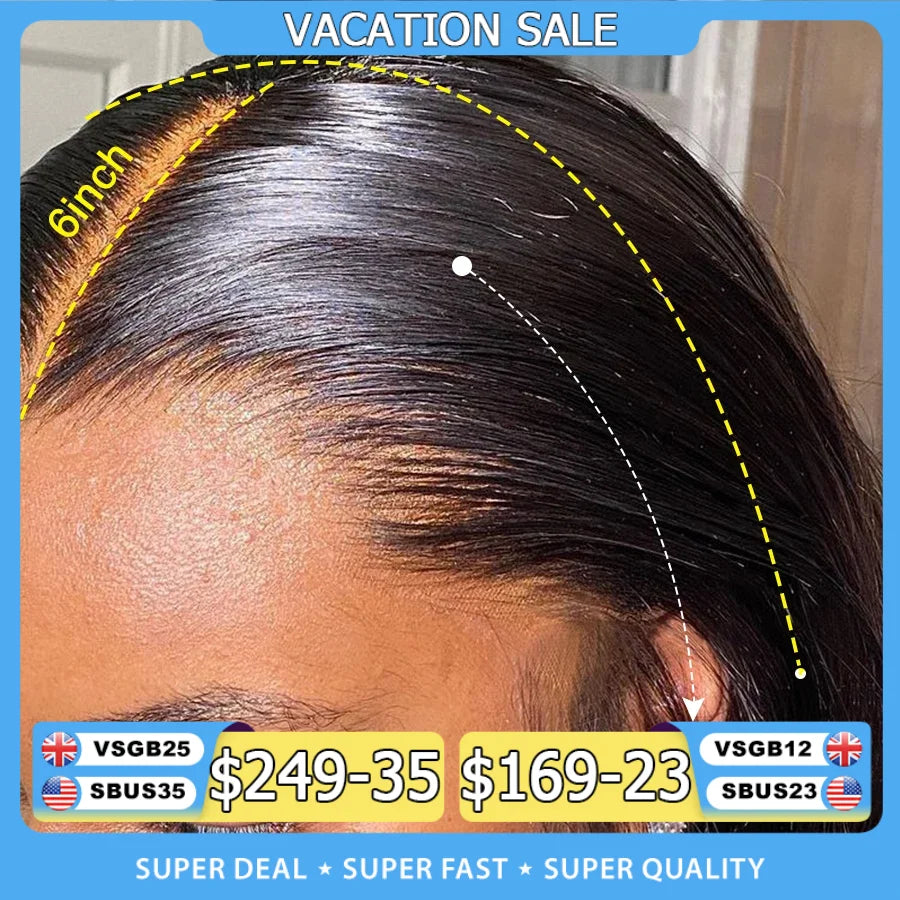 13x6 HD Full Lace Frontal Wigs 250% Invisible HD Lace Front Human Hair Wigs  Straight Melt Skins Pre Plucked Brazilian Hair Wig