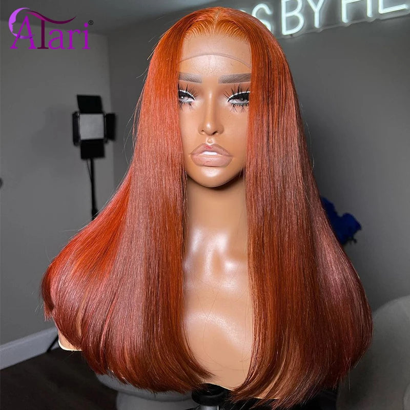 Transparent 13x4 13x6 Lace Frontal Wig Ginger Orange Straight Human Hair Wigs for Women Pre Plucked 5x5 Lace Closure Wig