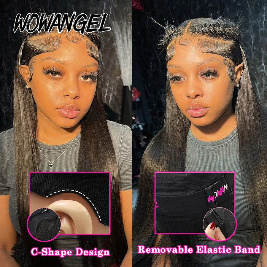 WowAngel Pre Cut Ultra Fitted 9x6 HD Lace Closure Glueless Wigs Ready To Wear Human Hair Wigs Straight Melt Skins For Women Wigs