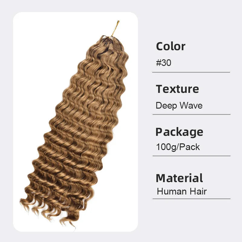 High Quality Human Hair Deep Wave Knotless Pre-Separated Braiding Crochet Hair Extensions 100g 14-26''Brazilian Virgin Remy Hair