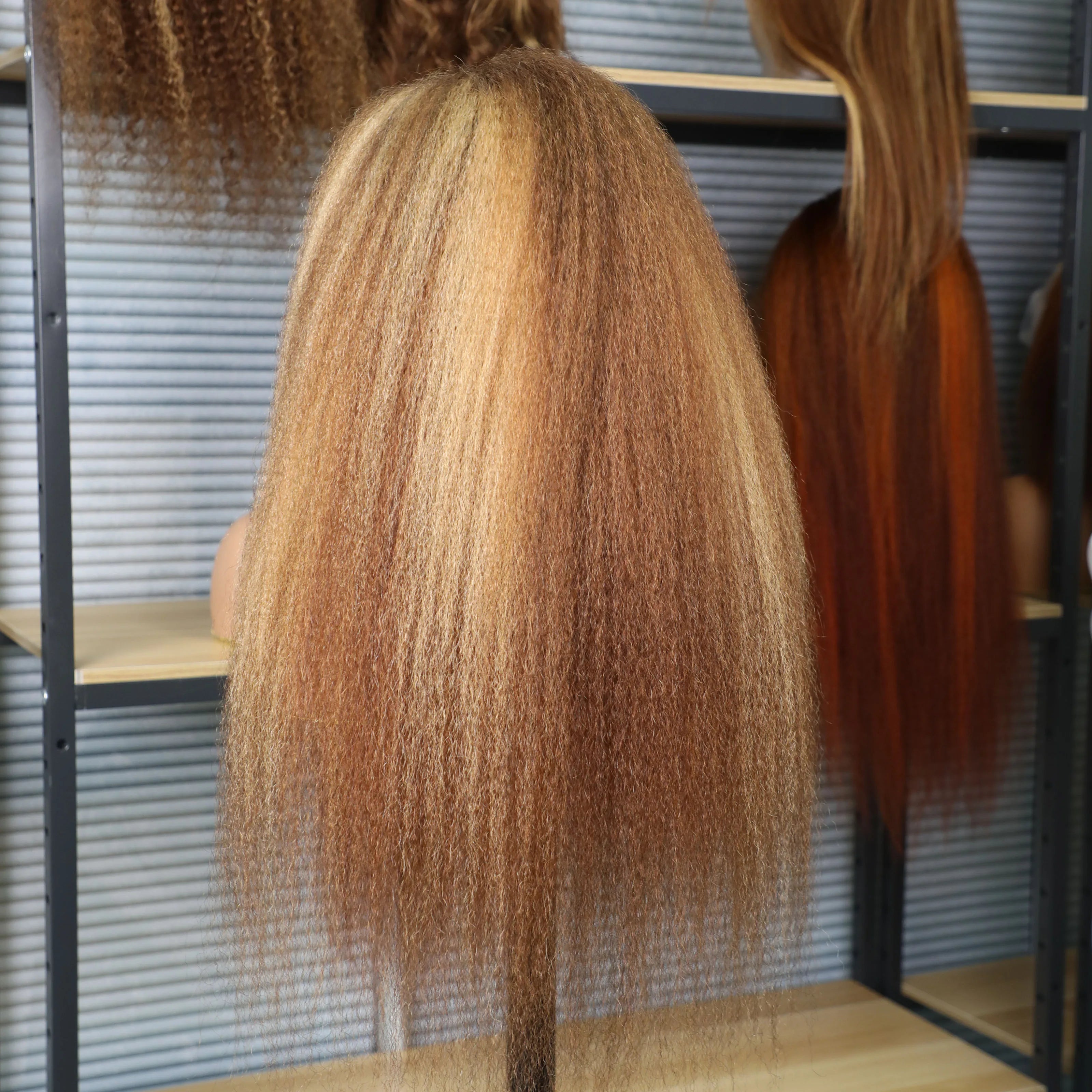 200% Highlight 4/27 Kinky Straight 13x6 HD Lace Frontal Human Hair Wig Indian Yaki Straight Brown Blonde Piano Colored Remy Wigs