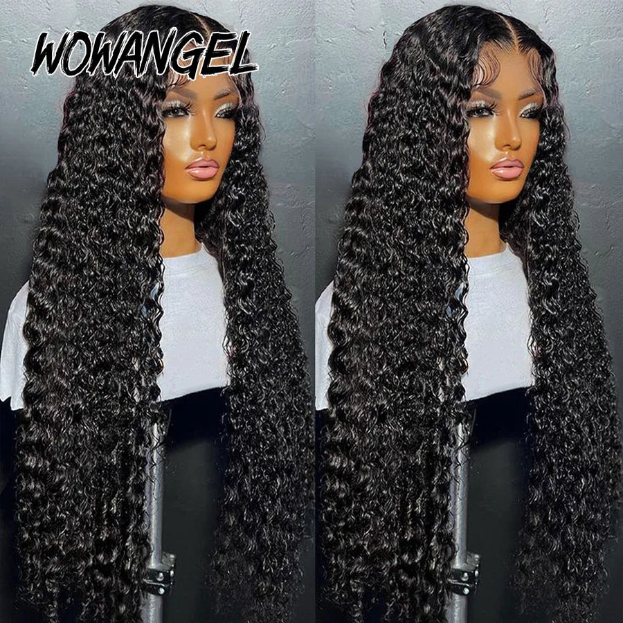 Wow Angel Glueless HD Lace Closure 7x7/6X6/5x5 Closure Water Wave Pre Plucked Natural Hairline Human Hair Curly Wigs For Women