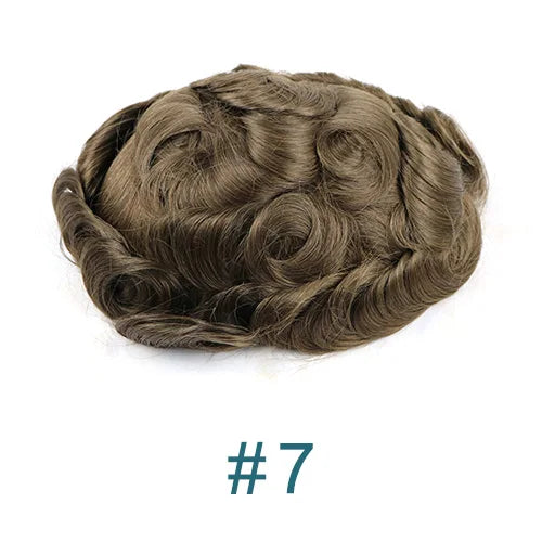 80%Density Old Man 1B80 Blonde Undetectable 0.02mm Ultra Thin Skin Vloop Men's Toupee Natural Hairline Microskin Hair System