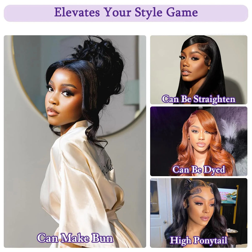 360 Lace Wigs with Drawstring 250% density Body Wave Human Hair wigs Hidden Strap Bone 36inch Lace Frontal Wigs