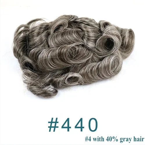 Natural Hairline 0.02mm Super Thin Skin 80-90%Density Invisible Men Toupee Light Brown Grey 1B80 Human Hair Capillary Prosthesis